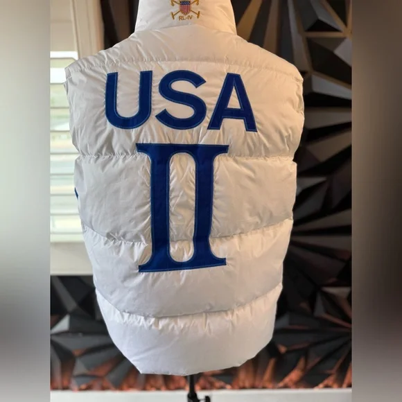 Vintage Polo Ralph Lauren White Puffer Vest with Blue Accents - Picture 3 of 4